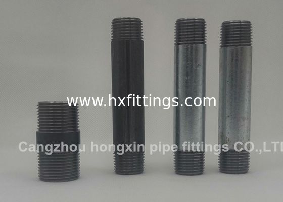 Black coated steel pipe nipples seamless pipe thread nipples with DIN 2982